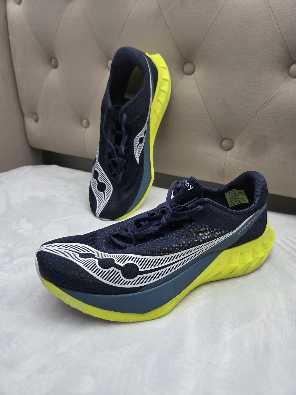 Saucony Endorphin Pro 4 Men’s 12 Navy Citron Carbon Plate Running Shoes